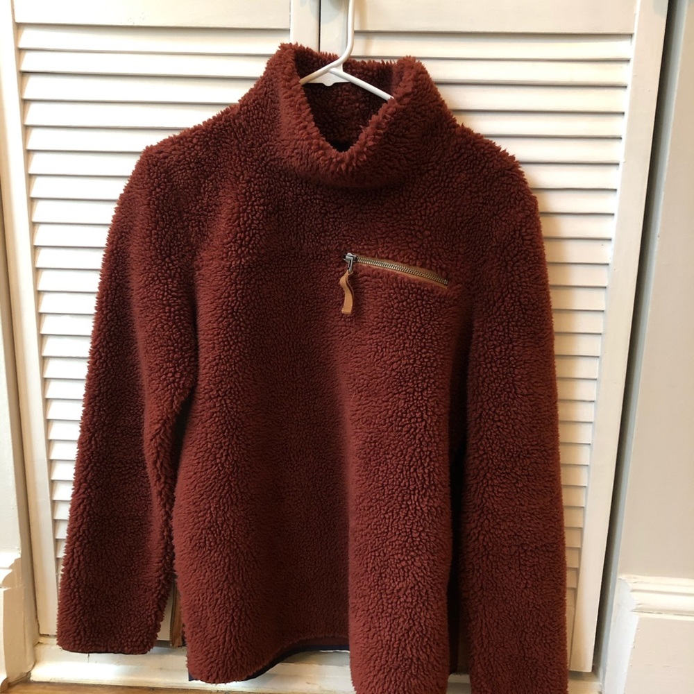 LL Bean Signature Sherpa Pullover, Brick Small